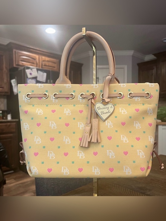 Dooney & Bourke Handbags - Dooney & Bourke Yellow Bag with Pink and Green Accents